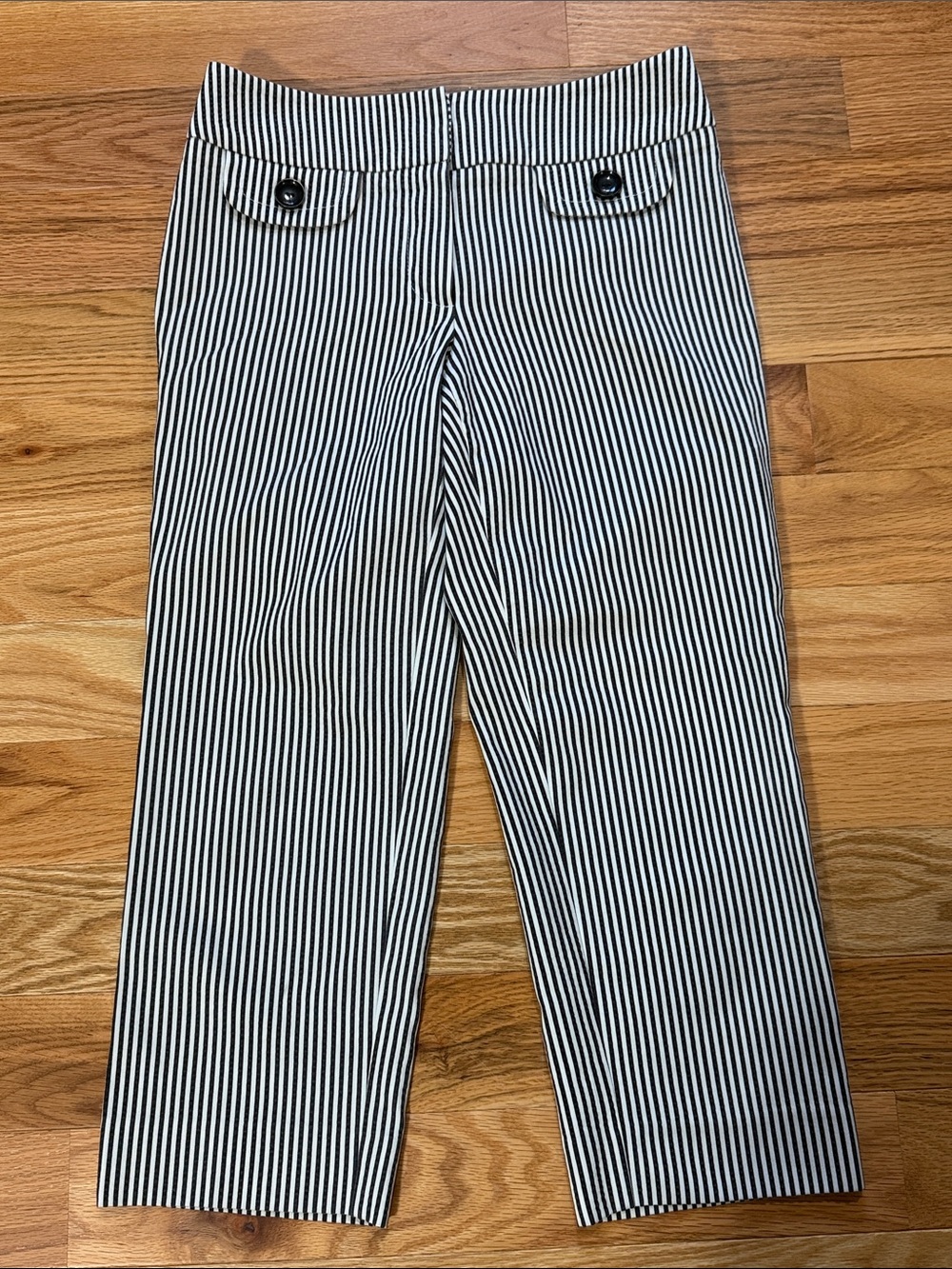Trina Turk Black and White Striped Cropped Ankle Pants - Size 8